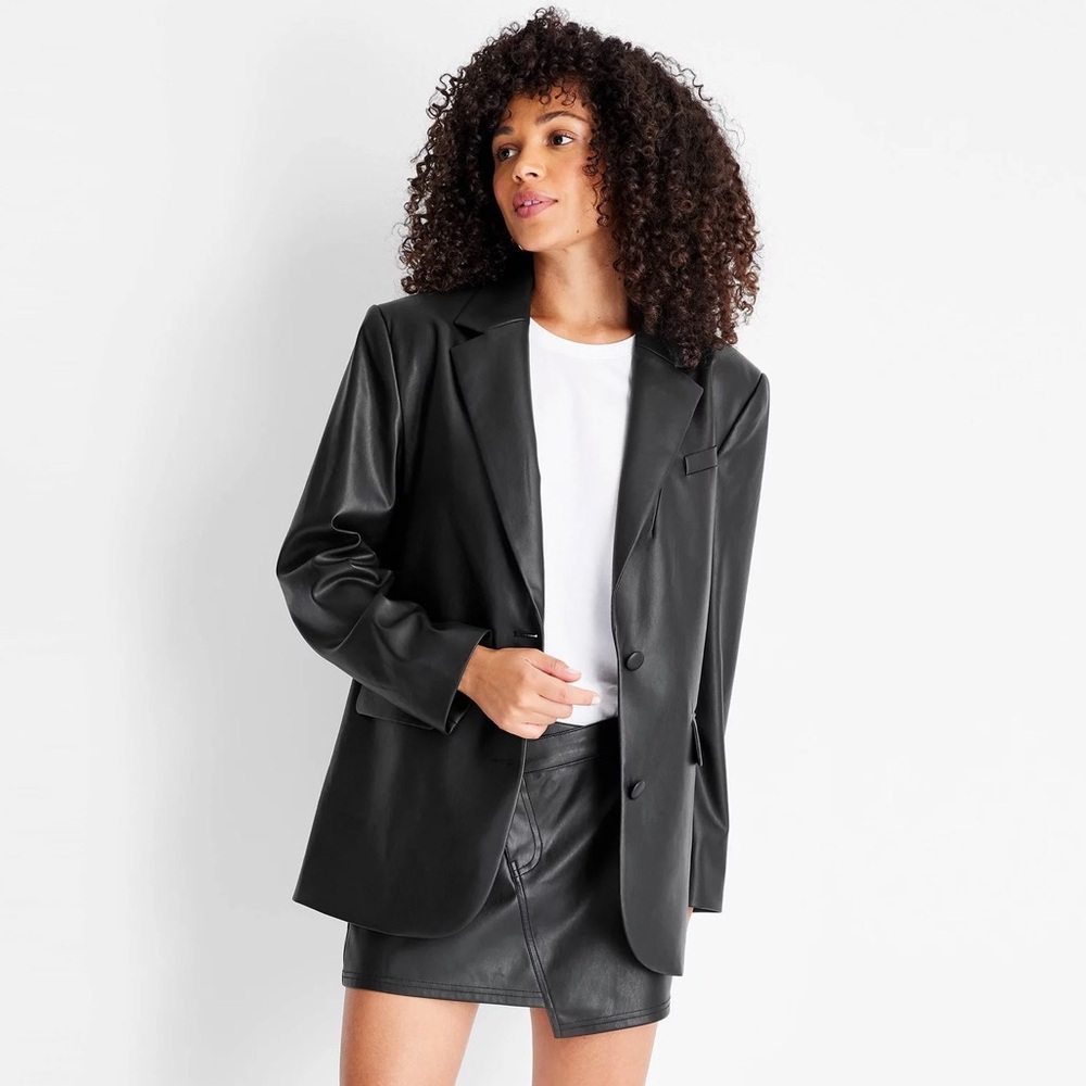 NWT | Future Collective x Kahlana Barfield Brown | Faux Leather Blazer